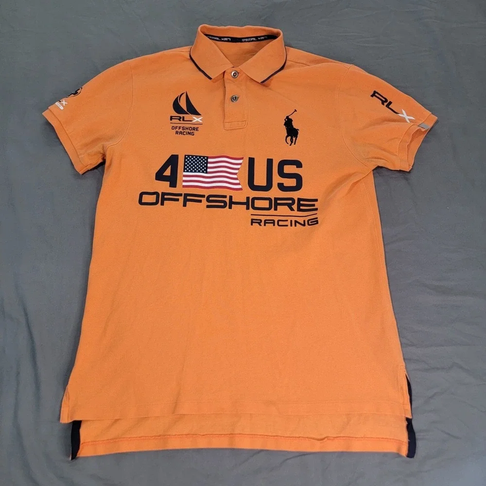 RLX Ralph Lauren Polo Men's Medium Orange Big Pony US Offshore Racing Sailing